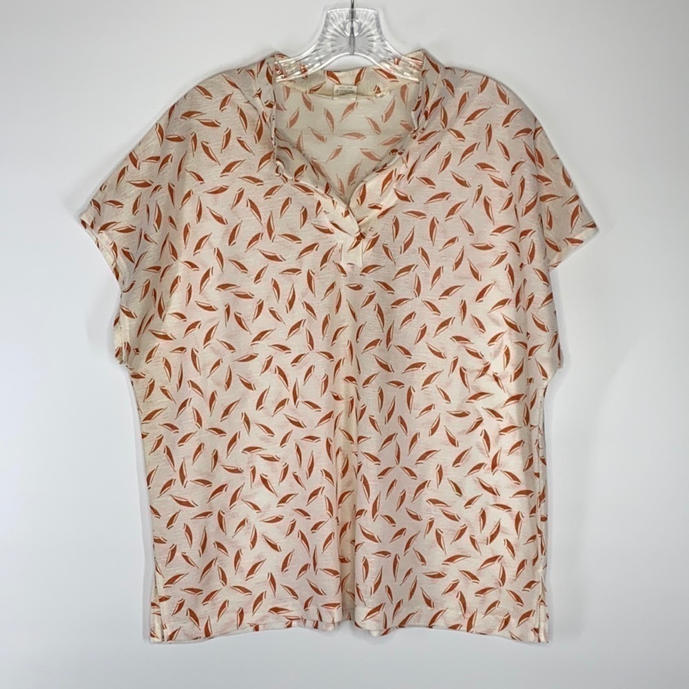 Vintage Lady Devon Orange & White Blouse Size 40 XL